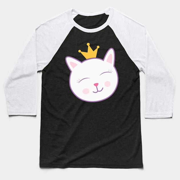 Laughing cute cat Baseball T-Shirt by sj_arts